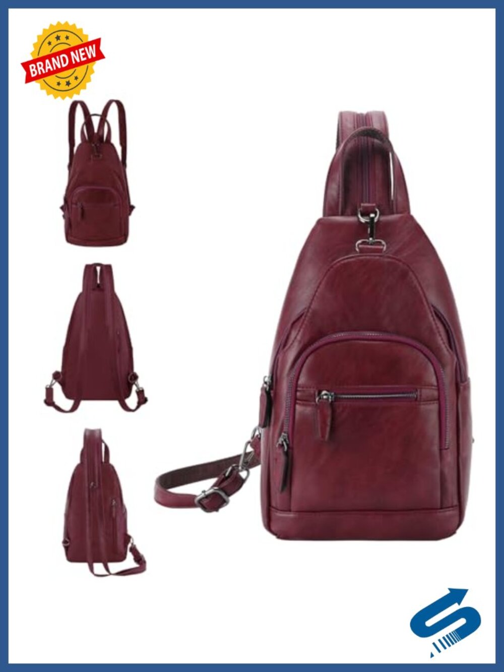 RAVUO Faux Leather Convertible Sling Bag Anti Theft Backpack Purse